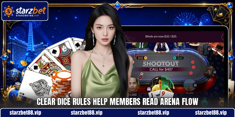 Clear dice rules help members read arena flow