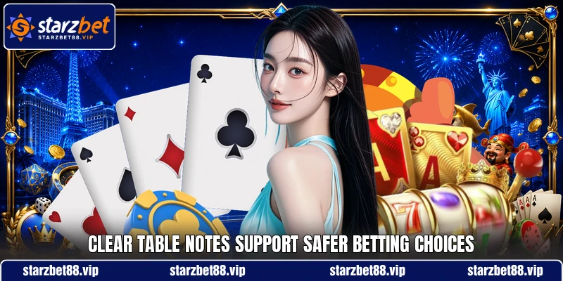 Clear table notes support safer betting choices Clear table notes support safer betting choices
