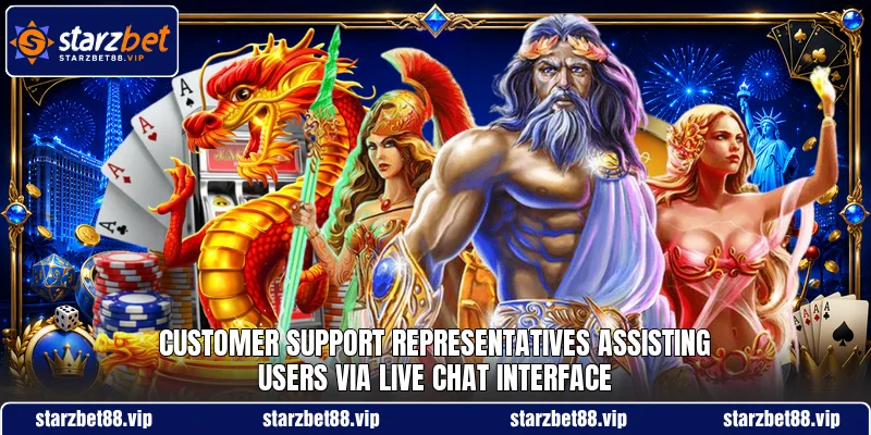 Customer support representatives assisting users via live chat interface