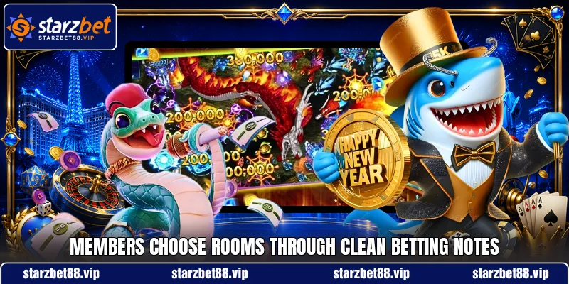 Members choose rooms through clean betting notes Members choose rooms through clean betting notes