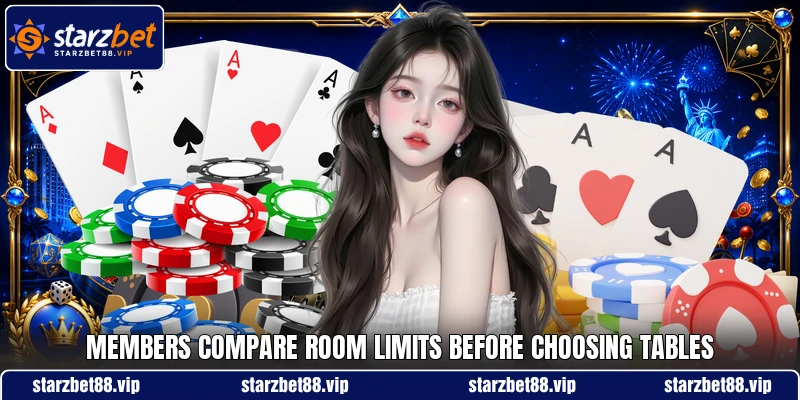 Members compare room limits before choosing tables Members compare room limits before choosing tables