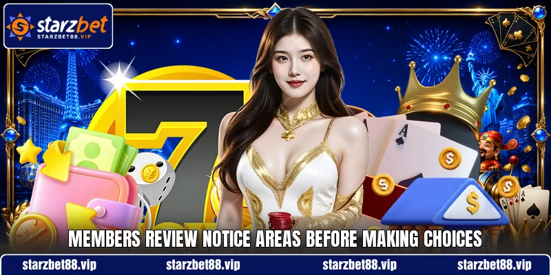 Members review notice areas before making choices