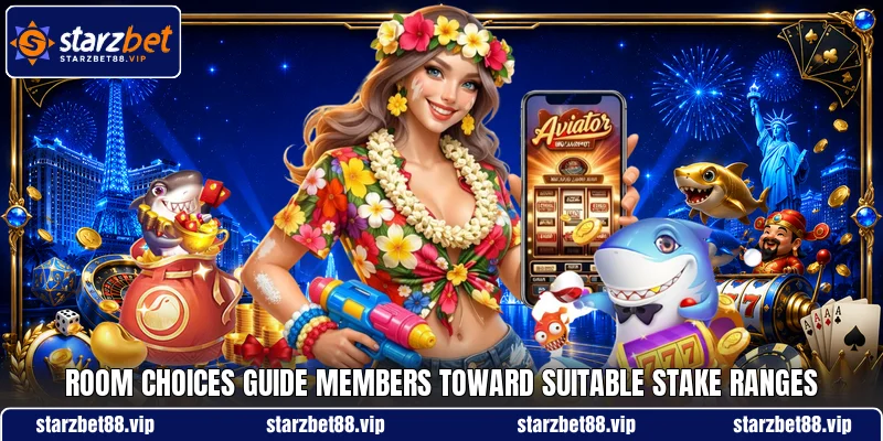 Room choices guide members toward suitable stake ranges Room choices guide members toward suitable stake ranges