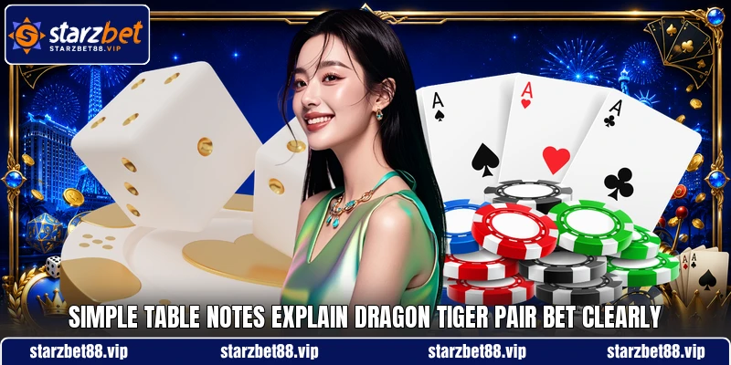 Simple table notes explain Dragon Tiger Pair Bet clearly